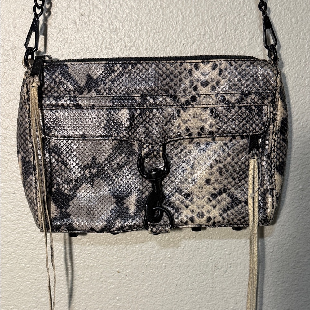 Rebecca Minkoff Black and Gray Snakeskin Crossbody Bag